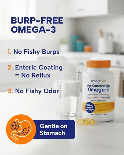 Miniatura 7 de Aceite de Pescado Omegavia pharma-grade, inodoro/sin eructos. 0.03 onzas Omega-3, Alta Omega-3 por píldora., 60