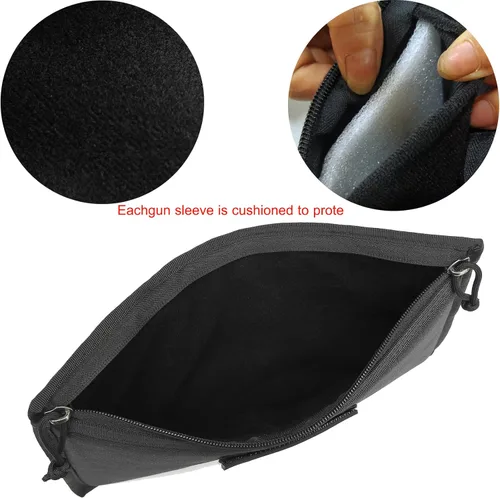 Miniatura 4 de Paquete de 3 fundas para pistola, funda suave para pistola táctica, bolsa de almacenamiento para caza, campo de tiro, deportes, 4 parches