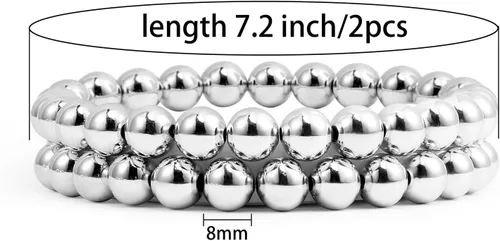 Miniatura 2 de Elegance 11 designs Brazalete grueso apilable de oro, pulseras elásticas de cuentas para mujer, pulsera apilada con cuentas