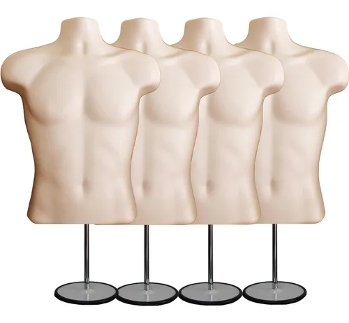 Miniatura 23 de Maniquí masculino de torso con soporte de metal, parte trasera hueca, cuerpo apilable, forma de vestido para exhibición de camisetas, mostrador