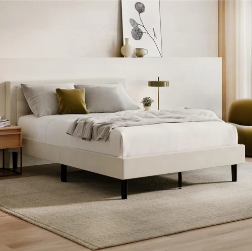 Miniatura 7 de Nectar Base de cama y cabecero, lino, tamaño individual, patas de 8 pulgadas y listones de madera resistentes para apoyo, tapicería contemporánea