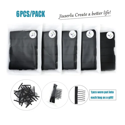 Miniatura 2 de Correas ajustables para pelucas y hacer pelucas, bandas ajustables para peluca (negro, 1 pulgada x 6 piezas)