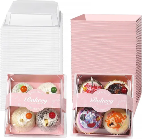 Miniatura 11 de Paquete de 100 Cajas de Charcutería con Tapas Transparentes y Seguras, 5.3x4.9x2.5 Pulgadas, Cajas Desechables Cuadradas Marrone para Sándwiches
