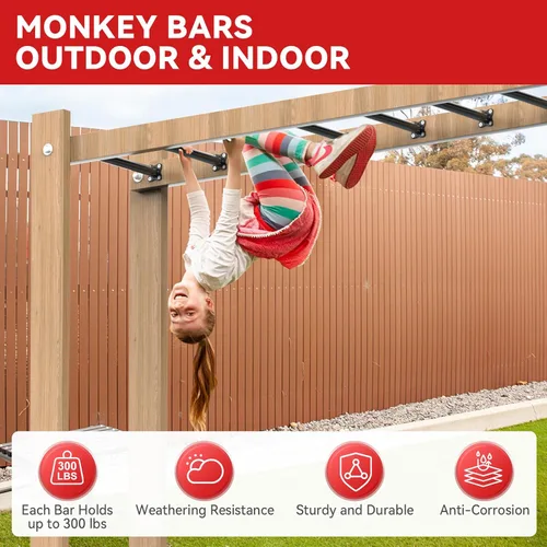 Miniatura 4 de Kit de Barras de Mono de 16.5 Pulgadas Peldaños de Escalera de Patio de Juegos para Patio Trasero Interior Exterior Niños Barras de Metal Juego