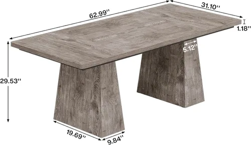 Miniatura 2 de Tribesigns Escritorio Ejecutivo de 63 Pulgadas, Escritorio Grande para Computadora de Oficina con Doble Pedestal, Estación de Trabajo Moderna y Gris