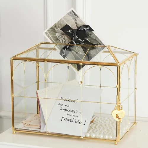Miniatura 12 de Caja de Tarjetas de Boda de Vidrio Giadun con Ranura, Caja de Tarjetas Grande Transparente de 12.6 Pulgadas, Caja de Almacenamiento de Tarjetas
