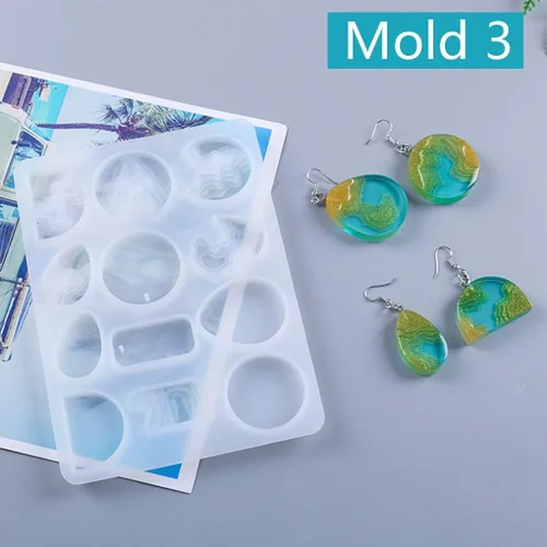 Miniatura 7 de Paquete de 3 moldes de resina de ola oceánica, molde de silicona rectangular, moldes de fundición epoxi para joyería de isla para colgante