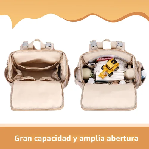 Miniatura 3 de Elegante bolsa de pañales para bebé, bolsa de bebé con cambiador, funda para chupete y correas para cochecito, mochila grande para pañales