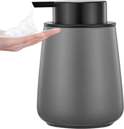 Miniatura 22 de Dispensador de jabón de manos de espuma de 12 onzas, dispensador de jabón espumoso negro para baño con bomba fácil de presionar, dispensador