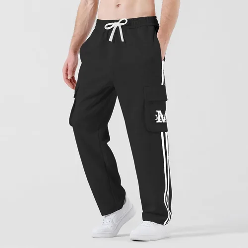 Miniatura 2 de HHZ Pantalones deportivos de algodón para hombre, casuales, holgados, para yoga, atléticos, para descansar, correr, pantalones de jersey para hombre