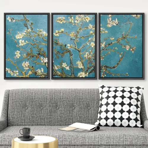 Miniatura 2 de wall26 Lienzo enmarcado para pared, juego de arte con flores de almendra de Vincent Van Gogh, naturaleza, ilustraciones de área silvestre, bellas