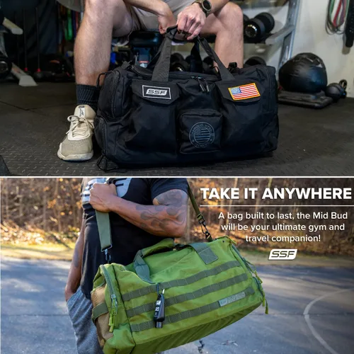 Miniatura 2 de Serious Steel Fitness Bolsa de gimnasio Bolsa de lona de nailon 1000D Resistente, OD Green - Mid Bud, Bolsa de lona de nailon 1000d