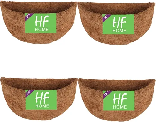 Miniatura 14 de HFHOME 4 piezas de revestimiento de coco medio redondo de 12 pulgadas, maceta de pared de medio círculo de 12 pulgadas, forros de repuesto de fibra