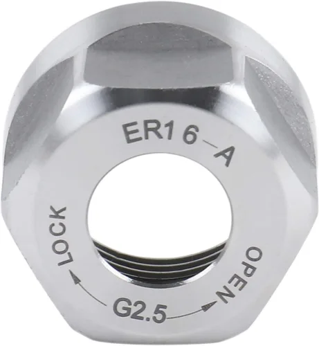 Miniatura 4 de Accusize Industrial Tools Tuerca hexagonal ER16-A, equilibrada a 18,000 RPM en G2.5, ER16-ANUT M22×1.5, Balanced to 18,000 RPM, HRC 50-52, Alloy