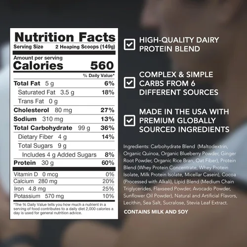 Miniatura 3 de RIVAL NUTRITION Clean Gainer I - Mezcla de bebida en polvo con alto contenido de proteínas, 1.06 onzas de proteína por porción