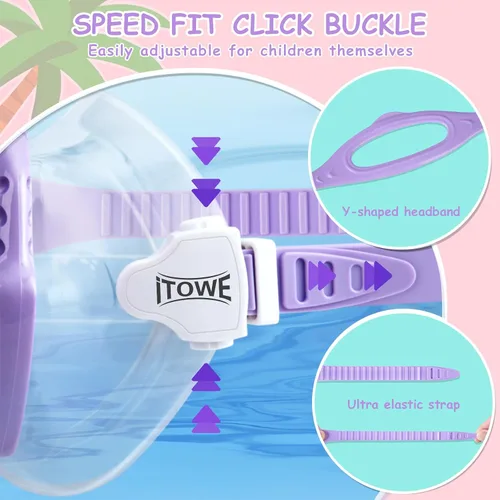 Miniatura 6 de Gafas de natación para niños con cubierta de nariz para jóvenes de 8 a 15 años, antivaho HD Visión Gafas de piscina gafas de natación de agua Rosa