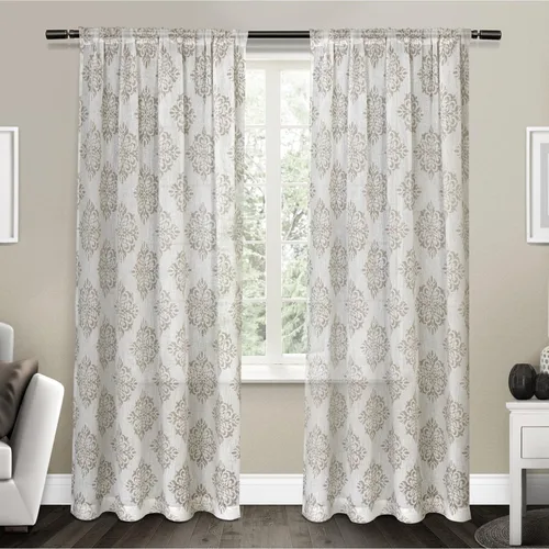 Miniatura 11 de Exclusive Home Nagano Medallion - Par de paneles de cortinas de lino belga con bolsillo para barra, 54 x 96 pulgadas, color gris paloma