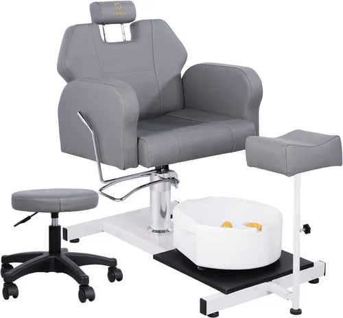 Miniatura 10 de Silla de pedicura con baño de pies de masaje de burbujas, para tecnología de uñas y baño de pies, silla de pedicura sin fontanería, rotación