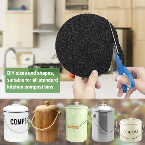 Miniatura 3 de MyLifeUNIT Paquete de 16 filtros de carbón para compost de cocina, filtro de repuesto de cubo de abono (6.7 pulgadas)