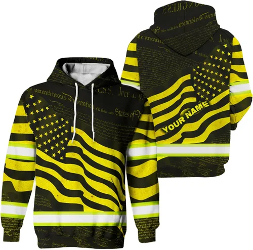 Miniatura 36 de Sudadera con capucha de alta visibilidad con la bandera de Estados Unidos para hombre, sudadera con capucha reflectante de seguridad