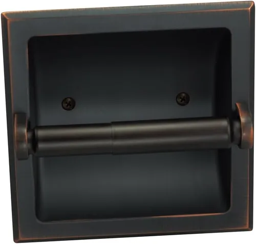 soporte empotrado para papel higiénico, construcción metálica - soporte de montaje incluido, variación Bronce aceitado