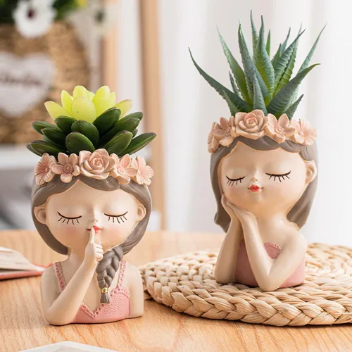 Miniatura 3 de Juego de 2 macetas pequeñas para suculentas de hadas, con agujero de drenaje, maceta de cactus para interiores, bonitos jarrones de flores