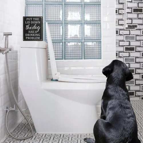Miniatura 5 de Pigort Letreros con texto en inglés «Put The Lid Down» – Divertida decoración de baño para perro, decoración para perros, decoración del hogar