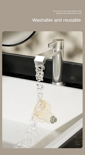 Miniatura 7 de Soporte de ducha con ventosa al vacío, reutilizable, soporte de ducha extraíble (blanco leche)