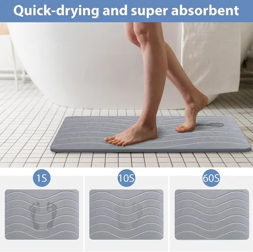 Miniatura 3 de Tapete de baño de piedra absorbente, tapete de ducha de tierra de diatomeas, tapete antideslizante de piedra de diatomita absorbente de agua