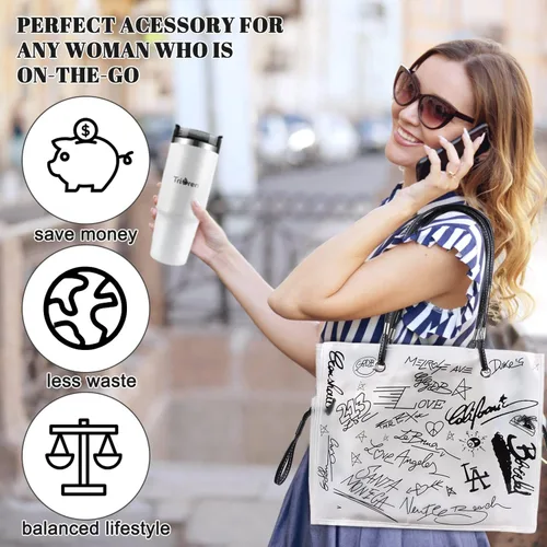 Miniatura 5 de Large Clear Tote Bag Set, Stylish and Durable handBag&Inner Bag&32OZ Stainless Steel Tumbler for Sports Travel Gift for Women
