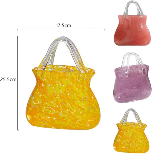 Miniatura 2 de Bag Vase, Unique Bag Vase Within Bubbles Handbag Vase Glass Bag Vase, Glass Vase for Home Décor,Living Room,Office,Garden,Wedding,Purple