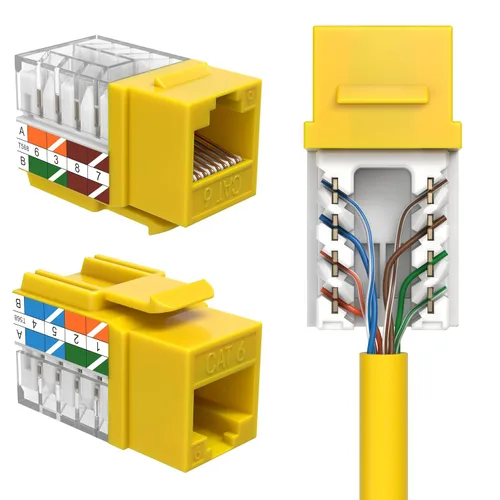 Miniatura 10 de SATMAXIMUM Paquete de 10 conectores de pared Ethernet Keystone Cat6 RJ45 Punch Down Slim Profile UTP blanco, 45 grados para panel de conexión