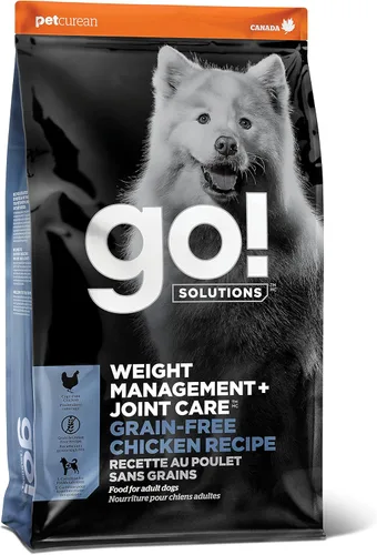 Go! Solutions Weight Management + Joint Care - Alimento seco para perros sin granos de pollo, croquetas prémium para adultos y personas mayores con