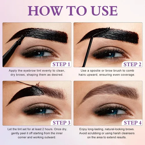 Miniatura 6 de Tinte de gel para cejas: tinte de cejas de larga duración hasta 3 días, gel de cejas impermeable y a prueba de manchas para cejas más completas
