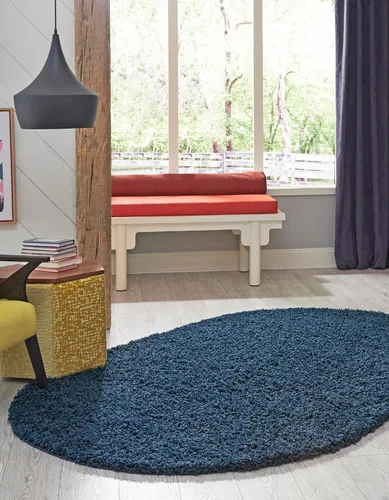 Miniatura 3 de Unique Loom Colección Solid Shag - Alfombra de área (ovalada de 8' x 10', azul zafiro/azul marino)