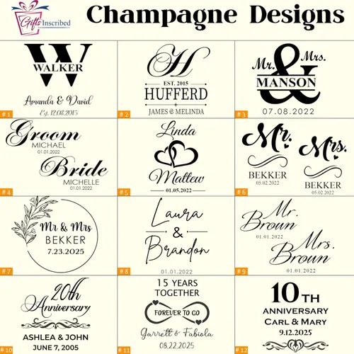Miniatura 2 de Juego de 2 copas de champán personalizadas – Flautas de champán grabadas Mr and Mrs – Regalo de cristalería con tallo personalizado para boda