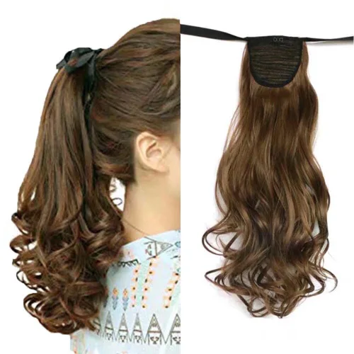 Miniatura 19 de Extensión de cabello sintético rizado con clip, cola de caballo larga, con clip, para niñas, mujeres y mujeres
