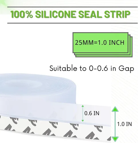 Miniatura 6 de Tira de sellado de silicona para burlete contra la intemperie, tira de sellado inferior de puerta, puertas de ducha de casa y vidrio, sellado