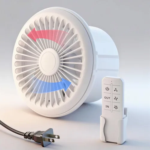 HG Power - Ventilador de escape de baño de 4 pulgadas, ventilador de ventana reversible de 2 vías con control remoto, 3 velocidades 2300RPM de bajo