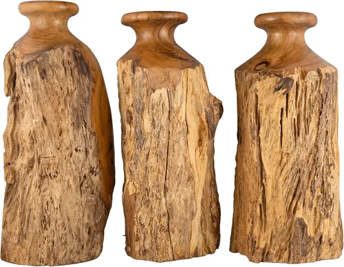 Miniatura 8 de Vitex Pubescens Vahl - Jarrón de madera natural hecho a mano; alto (11.8 pulgadas) x profundidad (5 a 6.5 pulgadas); jarrón de madera único