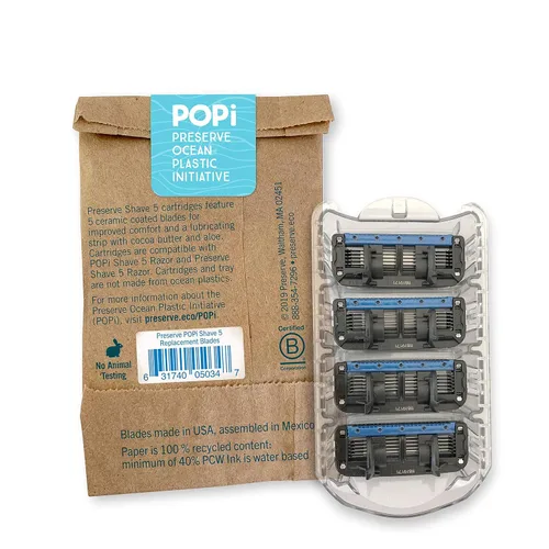 Miniatura 6 de Preserve POPi Shave 5 - Sistema de maquinilla de afeitar fabricado con plástico océano reciclado, gris carbón y Preserve POPi Shave 5 cartuchos