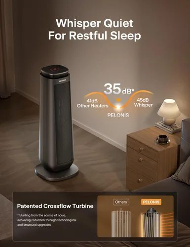 Miniatura 5 de PELONIS PTH15A4BGB Torre de cerámica 1500W Calefactor de espacio interior con oscilación, control remoto, termostato programable y temporizador