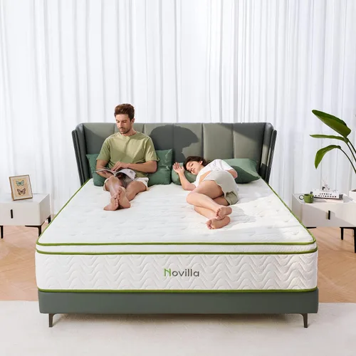 Miniatura 6 de Novilla King Mattress- Colchón híbrido de espuma viscoelástica de gel de 12 pulgadas con bobina de bolsillo para alivio de presión y aislamiento