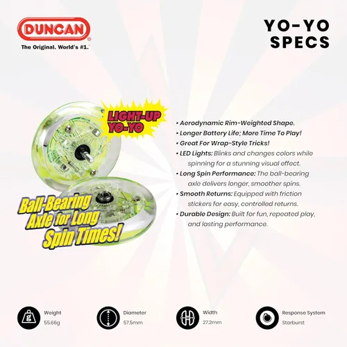 Miniatura 4 de Duncan Toys Pulse - Yoyó con luz LED de nivel intermedio con eje de rodamiento de bolas y luces LED, transparente/rojo, pequeño