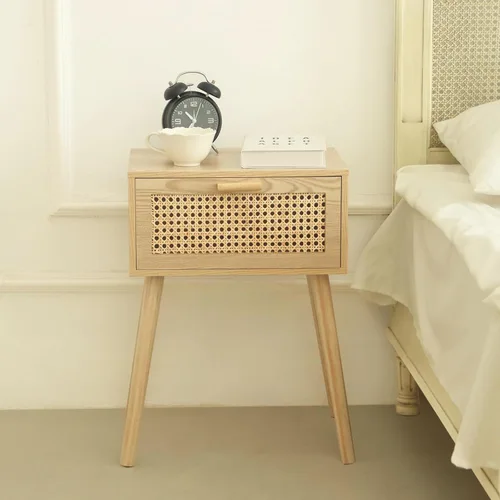 Miniatura 9 de AWASEN Mesita de noche negra, mesas auxiliares pequeñas para sala de estar, mesita de noche con cajón acanalado para dormitorio y espacio pequeño