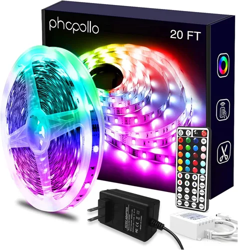 Miniatura 12 de Phopollo - Luces LED de 200 pies para dormitorio, sincronización de música, cambio de color, control inteligente de aplicación con control remoto