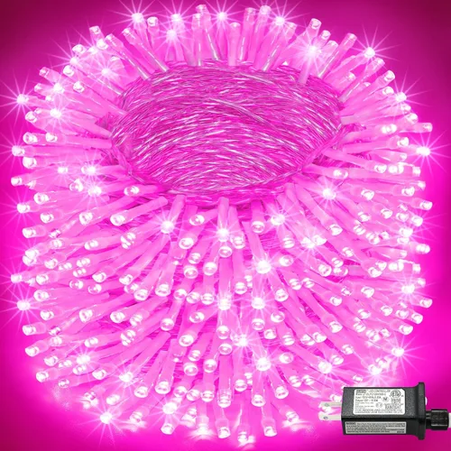 Miniatura 19 de Tira de 200 luces LED de 66 pies para exteriores, luces de Navidad conectables para interiores, cable transparente, impermeable, 8 modos de luces