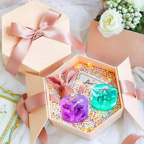 Miniatura 2 de Molde de resina para anillos de 8 cavidades, moldes de silicona para resina epoxi, corazón, redondos, cuadrados hexagonales para exhibir joyas