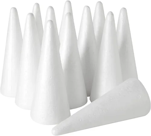 Miniatura 6 de Juvale Conos de espuma con formas de cono para manualidades, 2.87 x 7.25 pulgadas, poliestireno blanco, paquete de 12 unidades, decoración