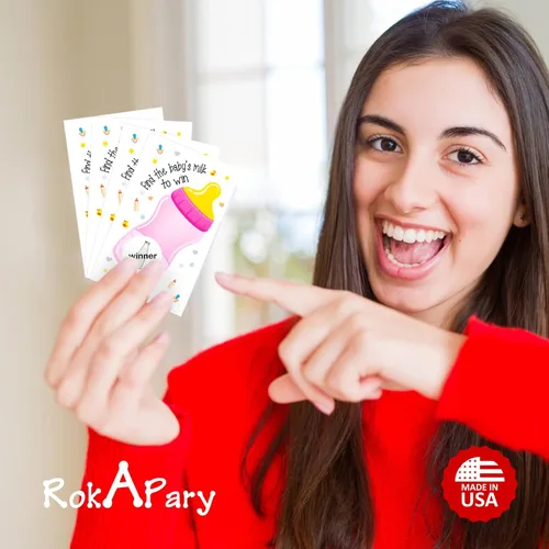 Miniatura 5 de RokAPary Find The Babys Milk Scratch Off Game, It's a Girl Baby Shower Fácil de jugar juegos tontos, idea divertida, actividad rompehielos. Tarjetas